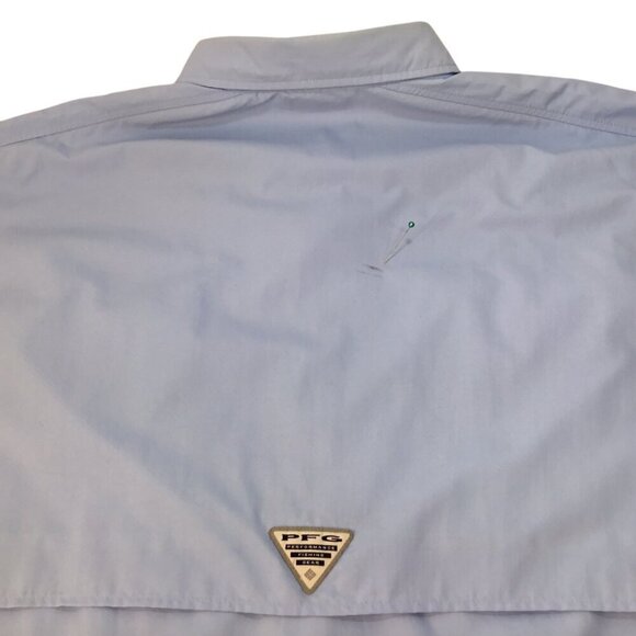 Columbia PFG Omni-Shade Vented Fishing Hiking Shirt XXL Blue Short Sleeve Button - Picture 8 of 11
